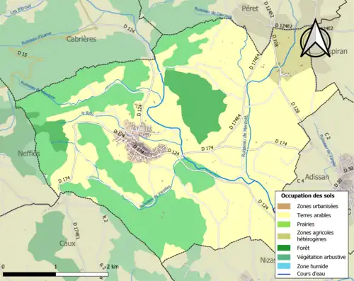 Carte en couleurs présentant l'occupation des sols.