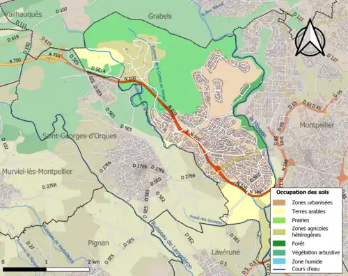 Carte en couleurs présentant l'occupation des sols.
