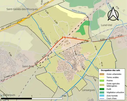 Carte en couleurs présentant l'occupation des sols.