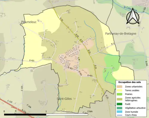 Carte en couleurs présentant l'occupation des sols.