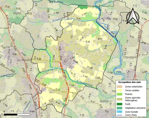 Carte en couleurs présentant l'occupation des sols.