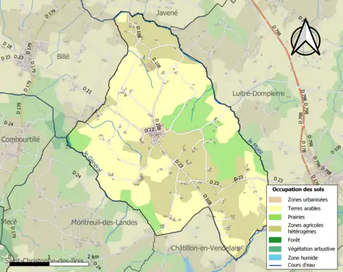 Carte en couleurs présentant l'occupation des sols.