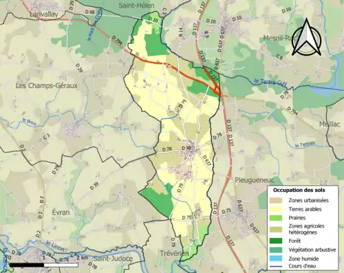 Carte en couleurs présentant l'occupation des sols.