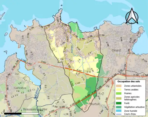 Carte en couleurs présentant l'occupation des sols.