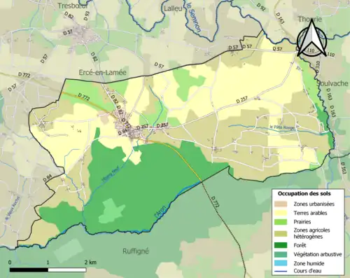 Carte en couleurs présentant l'occupation des sols.