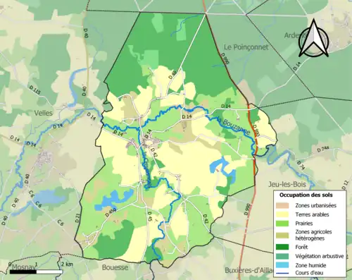 Carte en couleurs présentant l'occupation des sols.