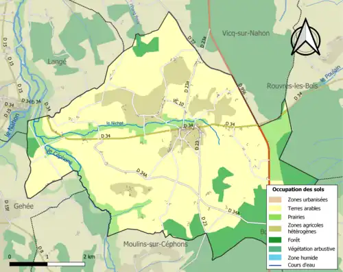 Carte en couleurs présentant l'occupation des sols.