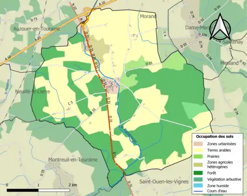 Carte en couleurs présentant l'occupation des sols.