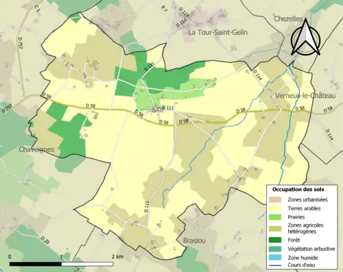 Carte en couleurs présentant l'occupation des sols.