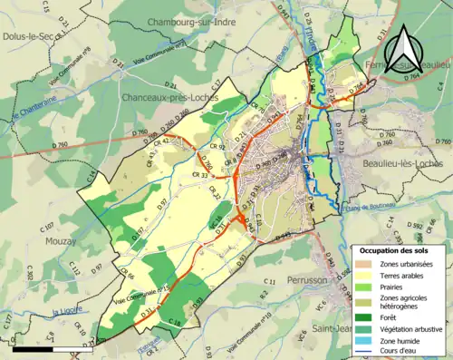Carte en couleurs présentant l'occupation des sols.