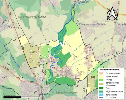 Carte en couleurs présentant l'occupation des sols.