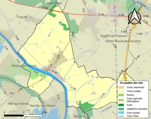 Carte en couleurs présentant l'occupation des sols.
