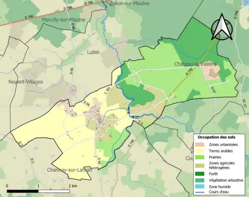 Carte en couleurs présentant l'occupation des sols.