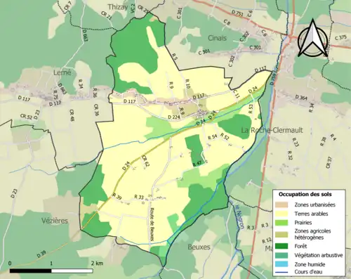 Carte en couleurs présentant l'occupation des sols.