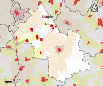 Localisation de l'aire d'attraction de Morestel dans le département de l'Isère.