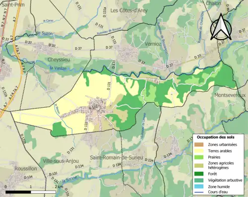 Carte en couleurs présentant l'occupation des sols.