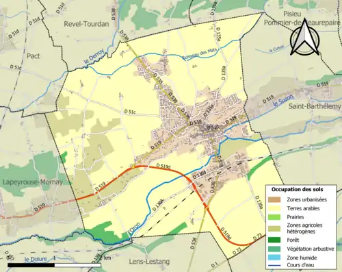 Carte en couleurs présentant l'occupation des sols.