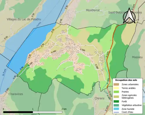 Carte en couleurs présentant l'occupation des sols.