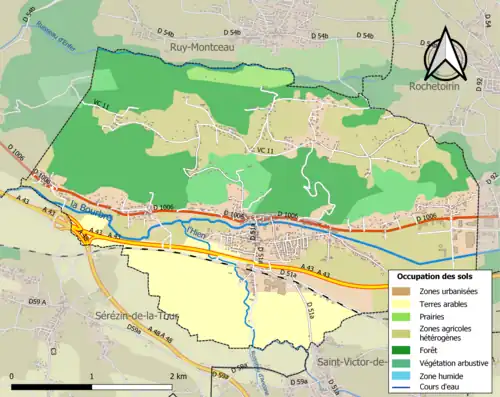 Carte en couleurs présentant l'occupation des sols.