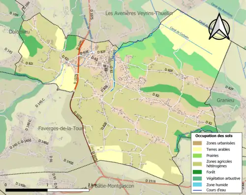 Carte en couleurs présentant l'occupation des sols.
