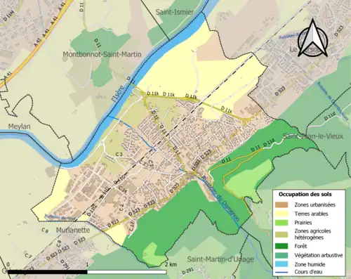 Carte en couleurs présentant l'occupation des sols.