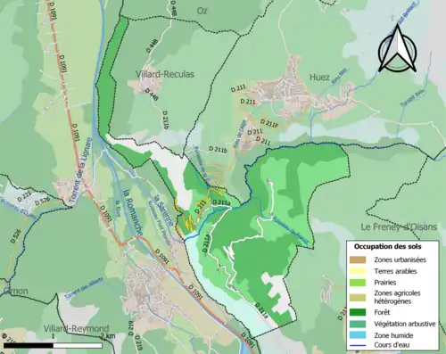 Carte en couleurs présentant l'occupation des sols.