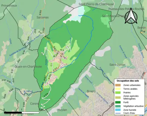 Carte en couleurs présentant l'occupation des sols.