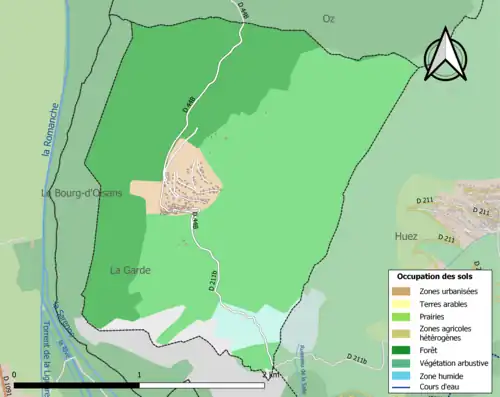Carte en couleurs présentant l'occupation des sols.