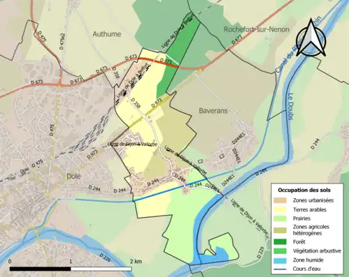 Carte en couleurs présentant l'occupation des sols.