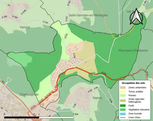 Carte en couleurs présentant l'occupation des sols.
