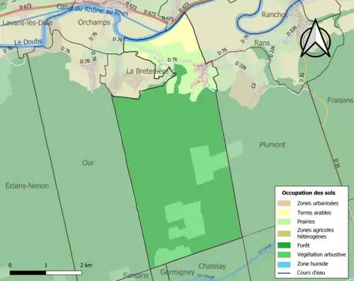 Carte en couleurs présentant l'occupation des sols.