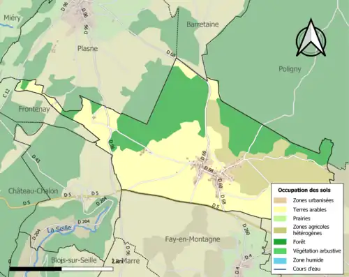 Carte en couleurs présentant l'occupation des sols.