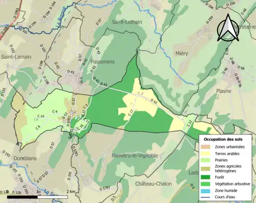 Carte en couleurs présentant l'occupation des sols.