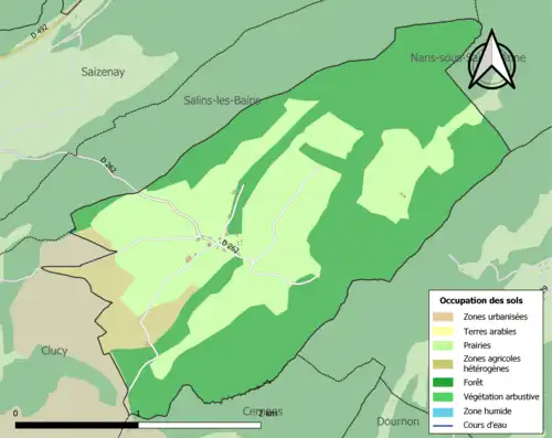 Carte en couleurs présentant l'occupation des sols.