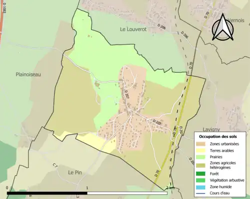 Carte en couleurs présentant l'occupation des sols.