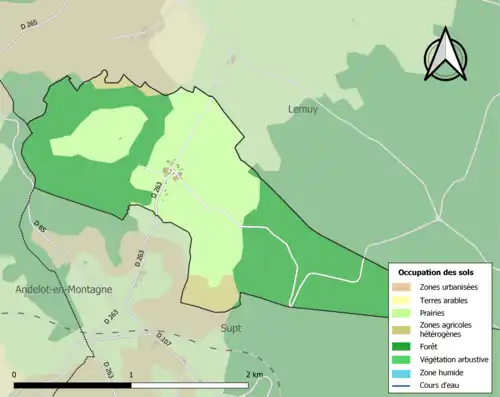 Carte en couleurs présentant l'occupation des sols.