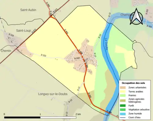 Carte en couleurs présentant l'occupation des sols.