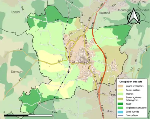 Carte en couleurs présentant l'occupation des sols.
