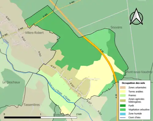 Carte en couleurs présentant l'occupation des sols.