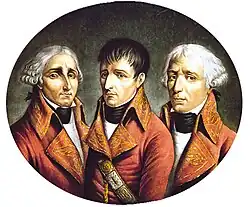 Peinture montrant les portraits en buste des trois consuls.
