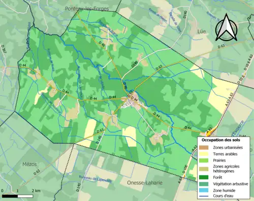 Carte en couleurs présentant l'occupation des sols.