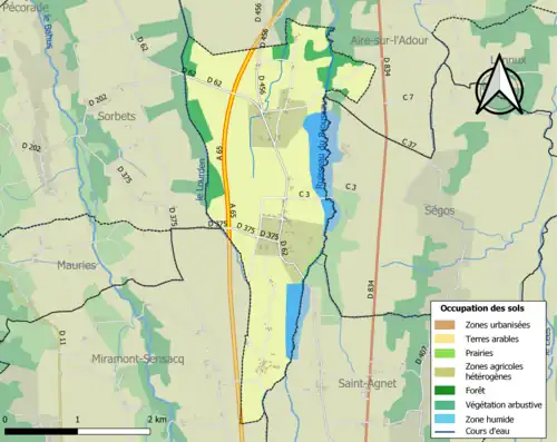 Carte en couleurs présentant l'occupation des sols.