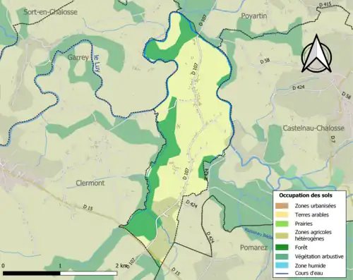 Carte en couleurs présentant l'occupation des sols.
