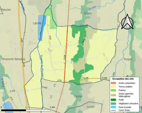 Carte en couleurs présentant l'occupation des sols.