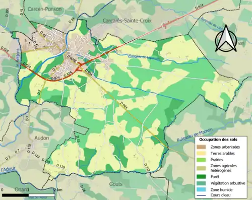 Carte en couleurs présentant l'occupation des sols.