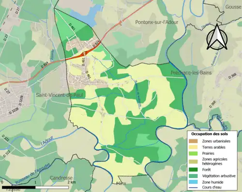 Carte en couleurs présentant l'occupation des sols.