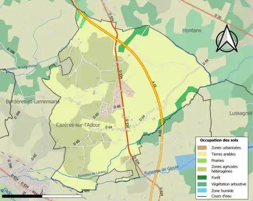 Carte en couleurs présentant l'occupation des sols.