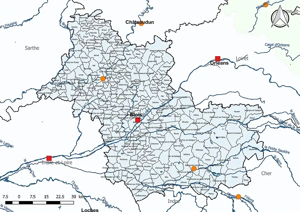 Le Loir-et-Cher est entièrement dans le bassin DCE Loire-Bretagne.