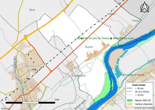 Localisation de la « Vallée de la Loire de Mosnes à Tavers », zone Natura 2000 de type ZSC.