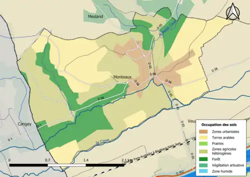 Carte en couleurs présentant l'occupation des sols.